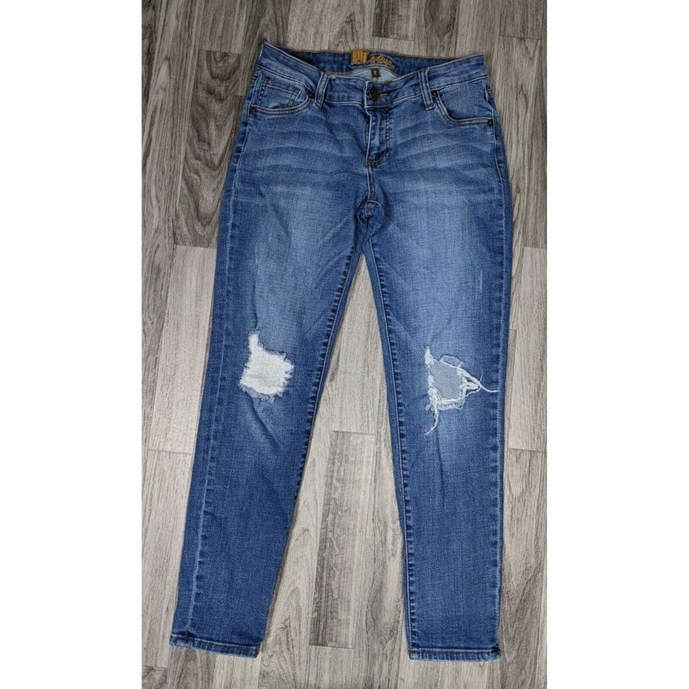 Kut From The Kloth Women Size 2  Pockets Whiskered Skinny Distressed Denim Jeans